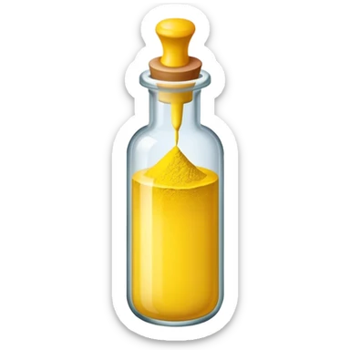 a vial of yellow powder pigment sticker