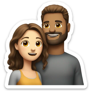 Stocky Guy with beard telling pretty girl with brown hair he loves her sticker