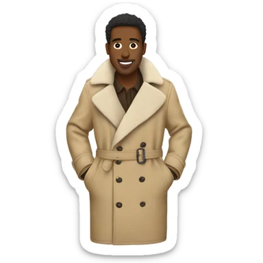 beige sherpa trench coat sticker