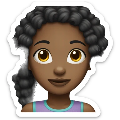 black hair African american girl sticker