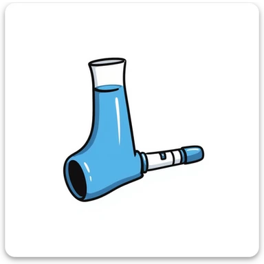 Hand-drawn blue VO2 max mouthpiece with breathing valve and measurement tube sticker