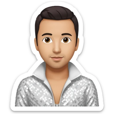 Howie Dorough from Backstreet Boys with dark brown hair, white sequin outfit sticker