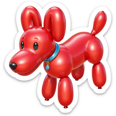 red ballon dog with no eyes or face  sticker