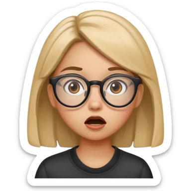 girl with glasses looking surprised into the distance sticker