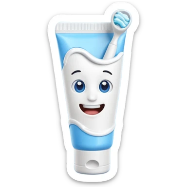 modern toothpaste tube with twist or flip cap, partially squeezed with ripple or bulge, clean and minimal, white or soft color with blue or green accent, no branding, optional dab of toothpaste at tip, no extra elements, clean 3D, soft shadows, transparent background, emoji scale sticker