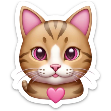 Tabby cat with pink hearts around it sticker