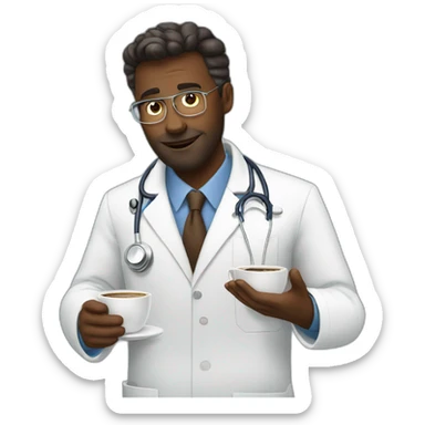 a doctor asking coffee sticker