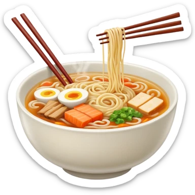 ramen bowl with two chopsticks sticker