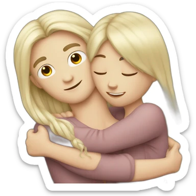 white skin long hair guy is hugging a girl sticker