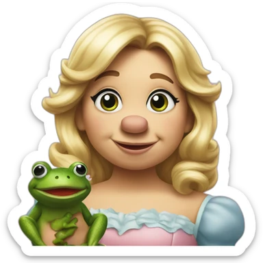 miss piggy eating a frog sticker