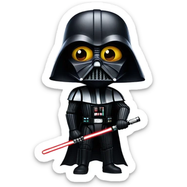 Darth vader with lightsaber happy sticker