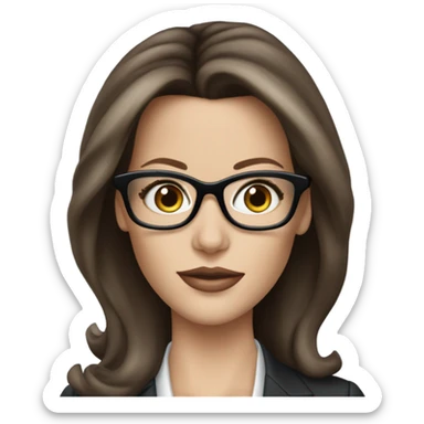 Create a Lifelike picture of  Kate Beckinsale blue eyes wearing glasses in a business dress sticker