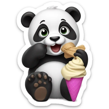 Panda eating ice cream sticker
