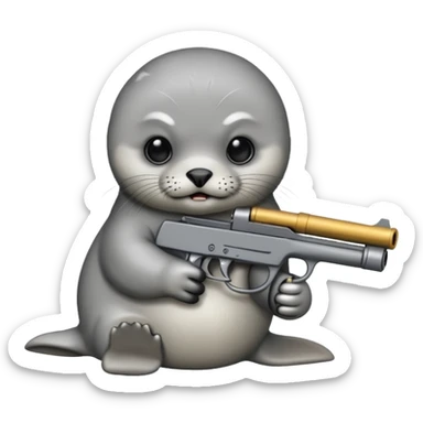 Angry baby seal with a gun sticker