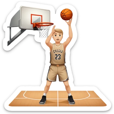 White Man shooting a free throw on the basketball court sticker