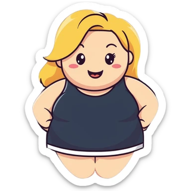 blonde plus size girl with happy expression sticker