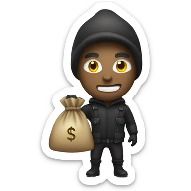 Thief with a bag of money  sticker