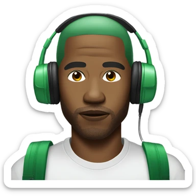 frank ocean with the green buzzed hair wearing headphones  sticker