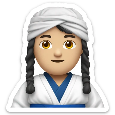 a person with a gi and a jujitsu blue belt sticker