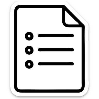 black solid silhouette of a paper sheet with lines imitating a list, urban theme, single line thickness, concise silhouette sticker