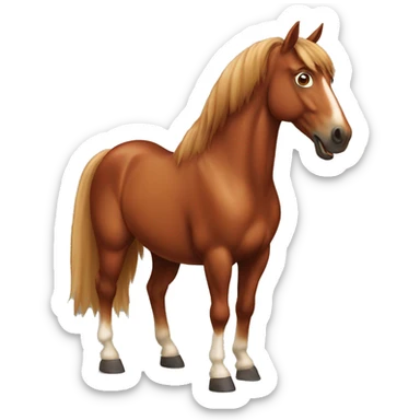 chestnut horse with silly face sticker