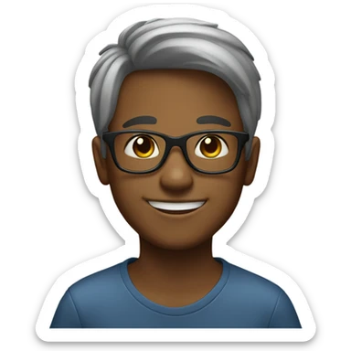 smiling boy with glasses indoors sticker