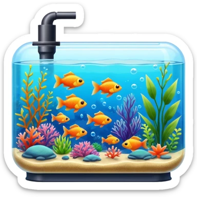 A big bulky long fish tank with lots of aquatic life in it  sticker