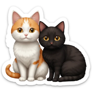 white cat and a black smaller cat and ginger short hair  sticker