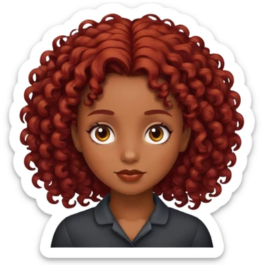 girl with brown skin and curly dark red hair sticker