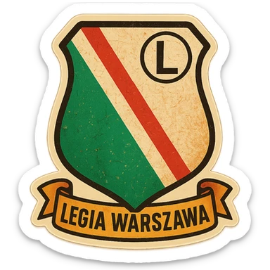 retro style coat of arms of Legia Warszawa with aging effect sticker