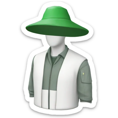 gardener pith helmet jacket white green trees  sticker