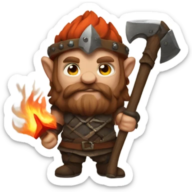 Dwarf with fiery axe sticker