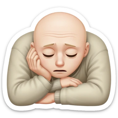 Scared man sitting curled up on himself, hidding his eyes sticker