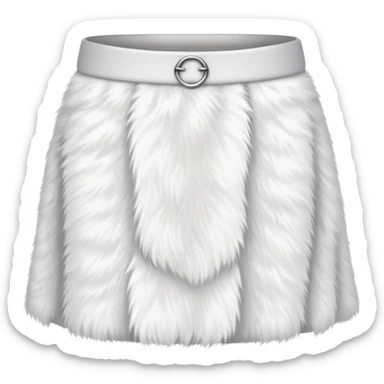 super realistic white fur mini skirt isolated sticker