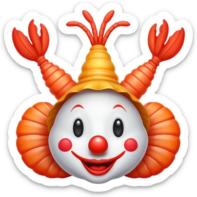 Shrimp upside down as a clown sticker