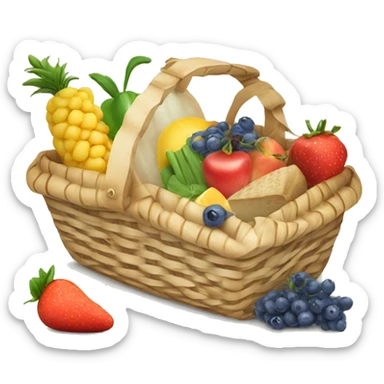 beautiful white picnic basket filled with romantic summer foods with a Summer Core sticker
