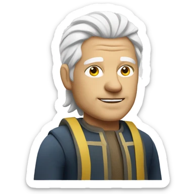 middle aged swedish man with  white and yellow hair sticker