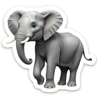 cinematic-elephant-realistic-full-body-standing-emoji,-massive-frame-calmly-balanced,-long-trunk-curled-slightly,-head-tilted-dramatically,-wrinkled-grey-skin,-majestic-tusks-catching-the-light,-simplified-yet-realistic-focused-features,-highly-detailed,-glowing-with-an-almost-sarcastic-glow sticker
