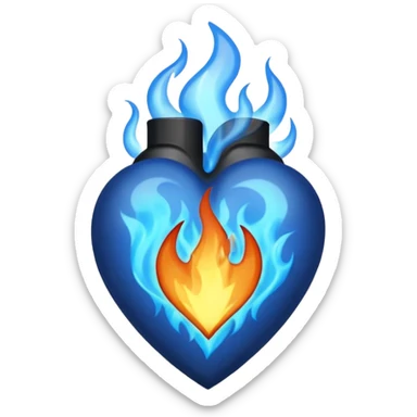 make exactly the emoji like"❤️‍🔥" but the heart is black and flames are blue sticker