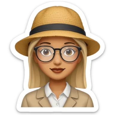 woman wearing hats and glasses sticker