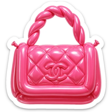 pink Chanel purse, balloon style, inflated and glossy, fun and whimsical sticker