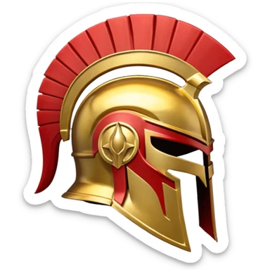 Side view of a gold and red Spartan helment sticker