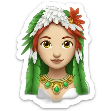quetzalcuoatl red head green eyes white skin girl sticker