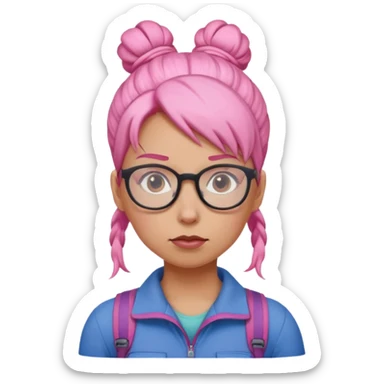 climber woman with pink bun hair and glassess sticker