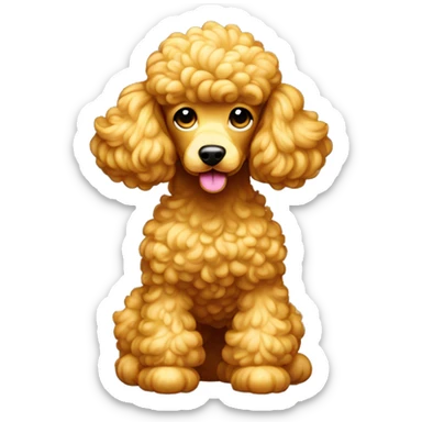 shiny gold poodle standing atttentivelyviewed from above sticker