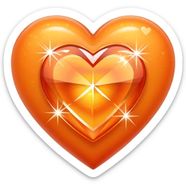 Heart orange with a diamond heart inside sticker