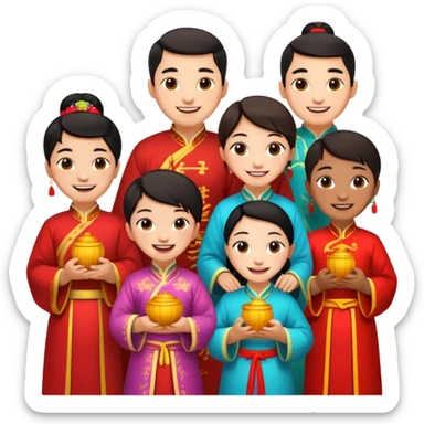 a bunch of friends emoji and they are chinese sticker