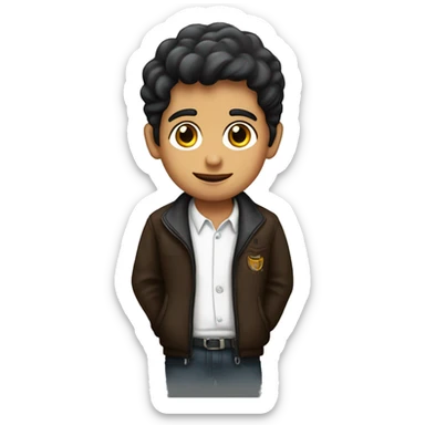 Niño moreno cabello cafe oscuro sticker