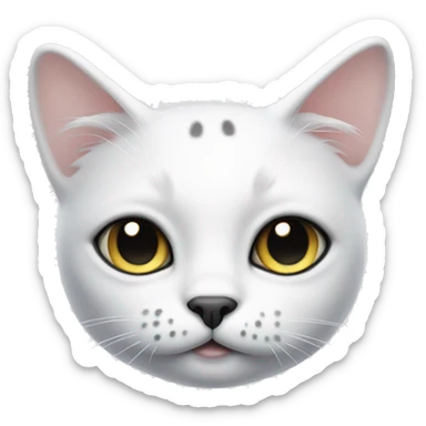 white cat with black spots over eyes sticker