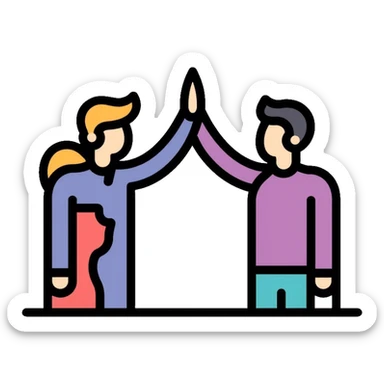 Team achievement, people high-fiving sticker